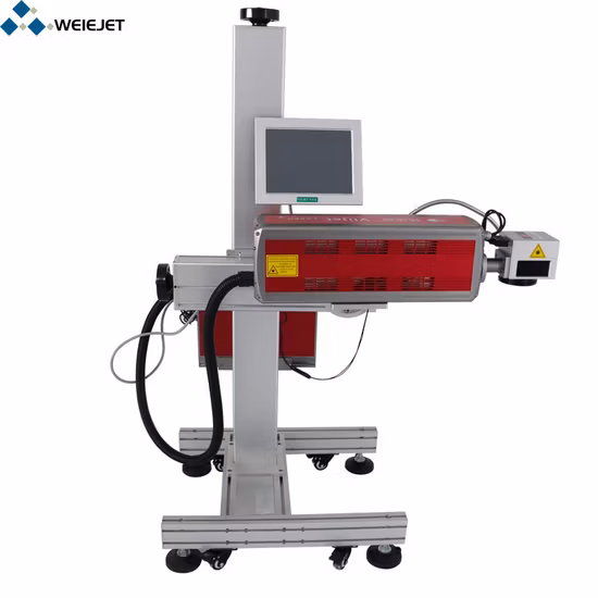 Qbcode C-Series CO2 Laser Marking Machine 30W on-Line Flying Marking/Graving and Cutting Machine Printer para Madeira/Alimentos/Água/Metal com CE